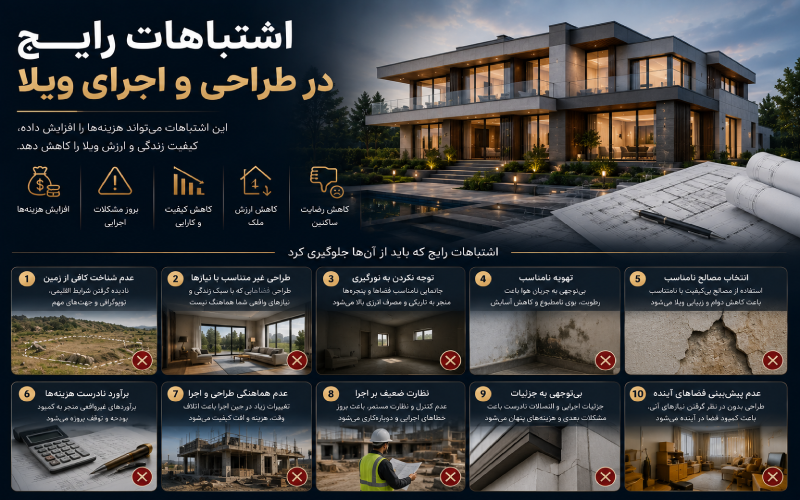 اشتباهات رایج در طراحی و اجرای ویلا