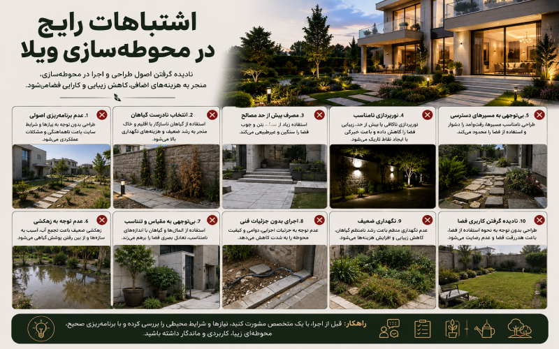 اشتباهات رایج در محوطه‌سازی ویلا