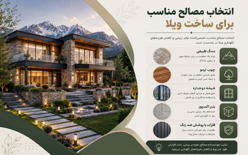 انتخاب مصالح مناسب برای ساخت ویلا