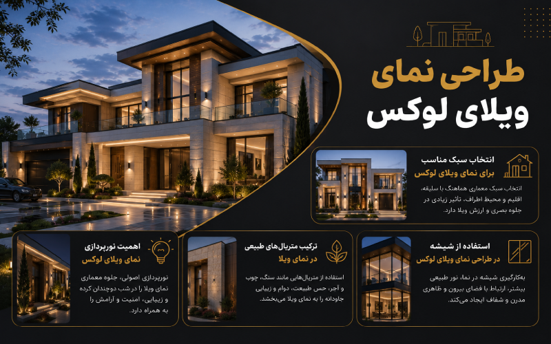 طراحی نمای ویلای لوکس