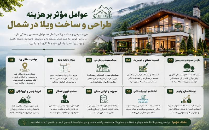 عوامل مؤثر بر هزینه طراحی و ساخت ویلا در شمال
