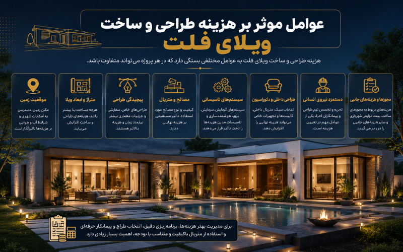 عوامل موثر بر هزینه طراحی و ساخت ویلای فلت