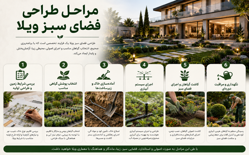 مراحل طراحی فضای سبز ویلا